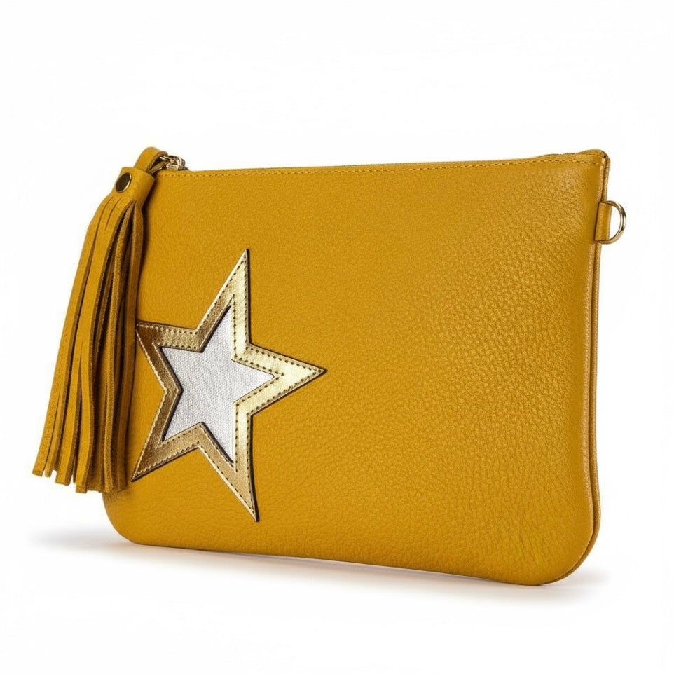 Lemon Yellow Star Medium Clutch