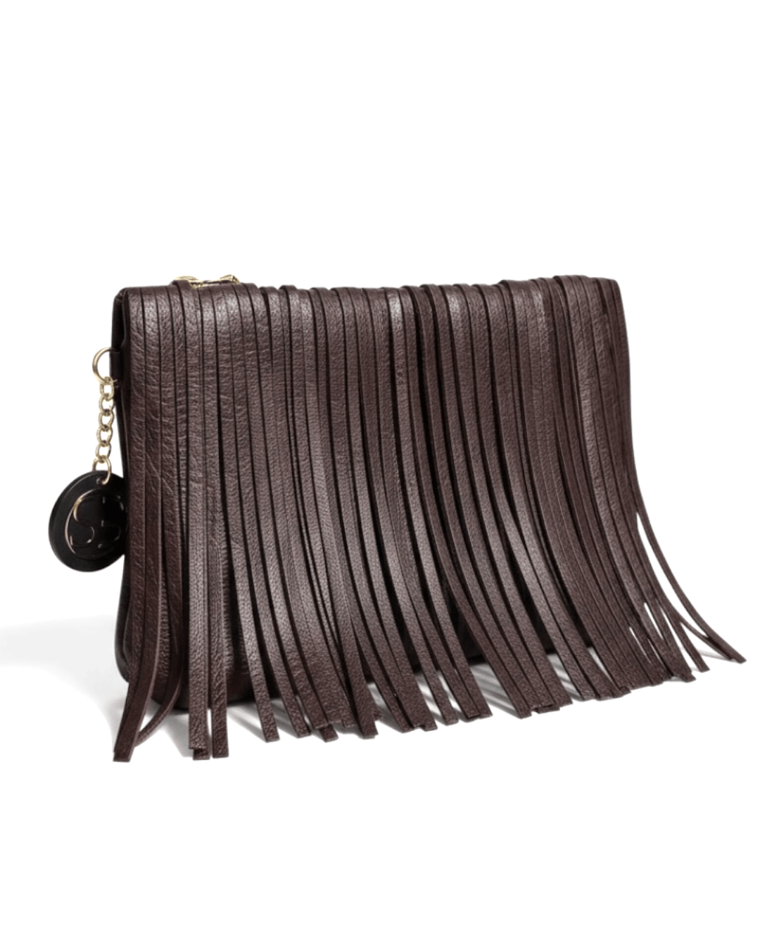 Fringe Large Clutch - Brown