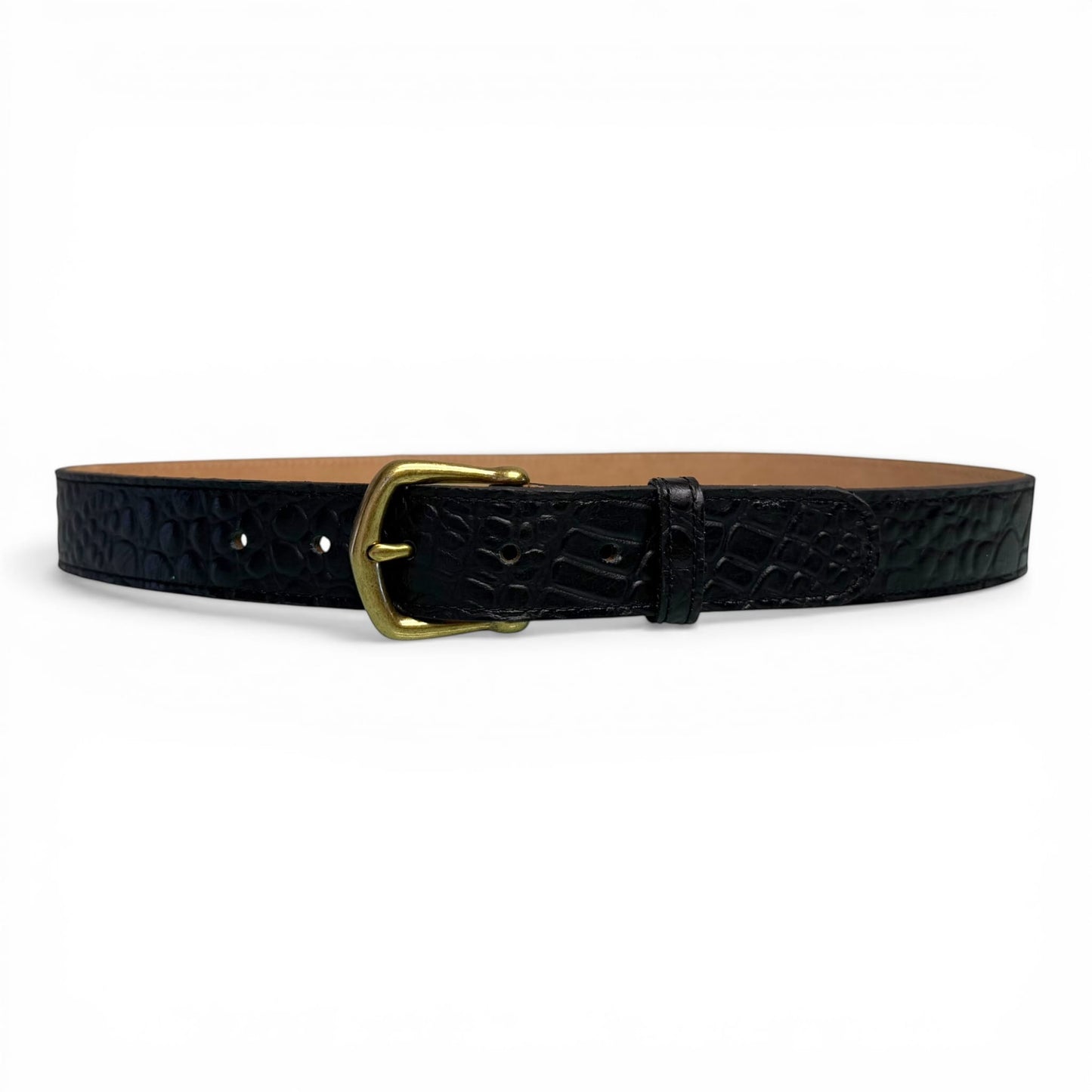 Black Croc Leather Belt - 1¼" Width
