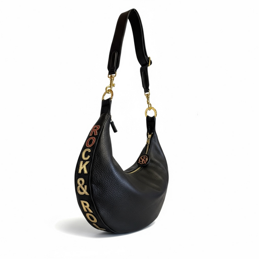 Ramones Crossbody - Black with Gold "Rock & Roll"