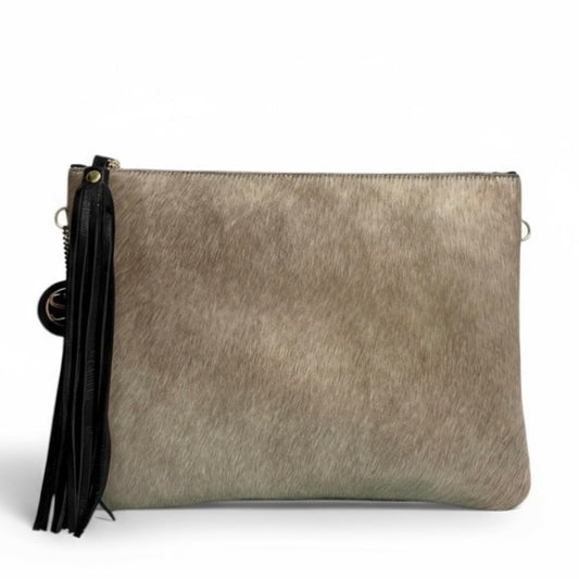 Lennox Clutch - Champagne Hair-on-Hide