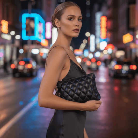 O’Connor Clutch — Black Quilted Leather