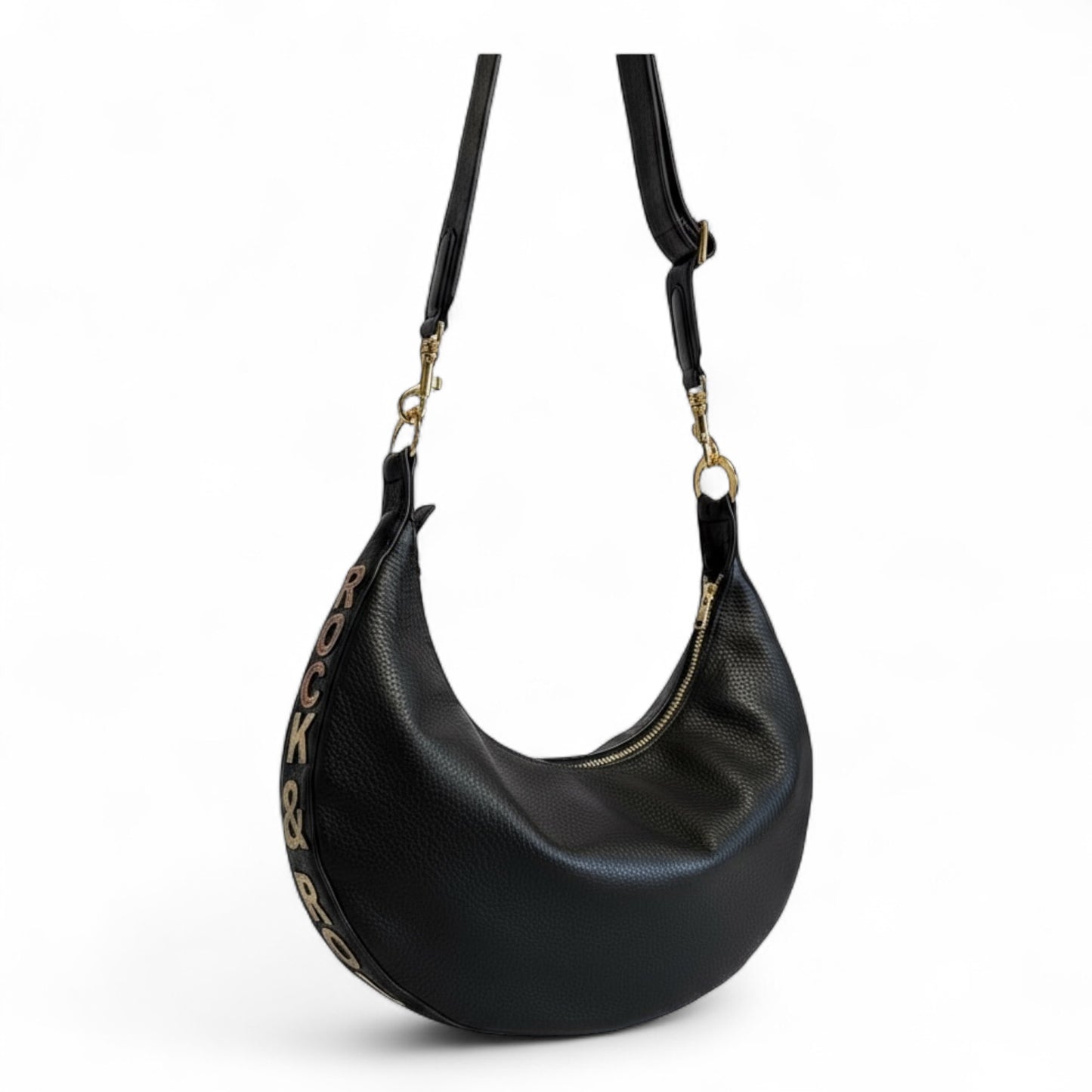 Ramones Crossbody - Black with Gold "Rock & Roll"