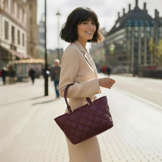 Wonderwall Mini Tote — Burgundy Quilted Leather