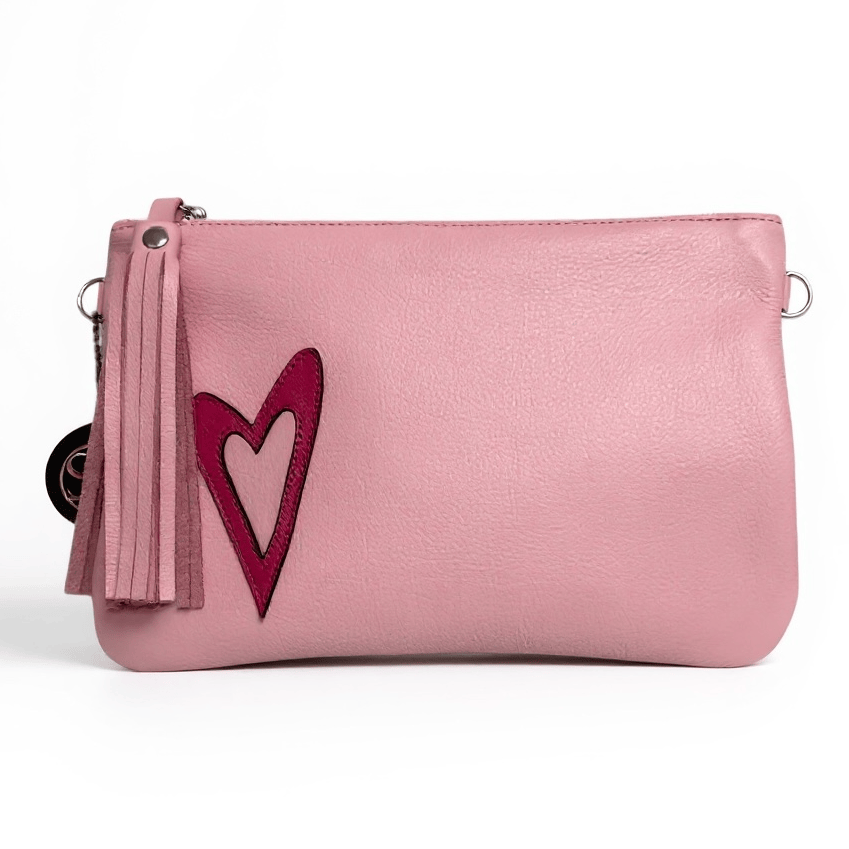 O’Connor Clutch - Pink with Heart Inlay