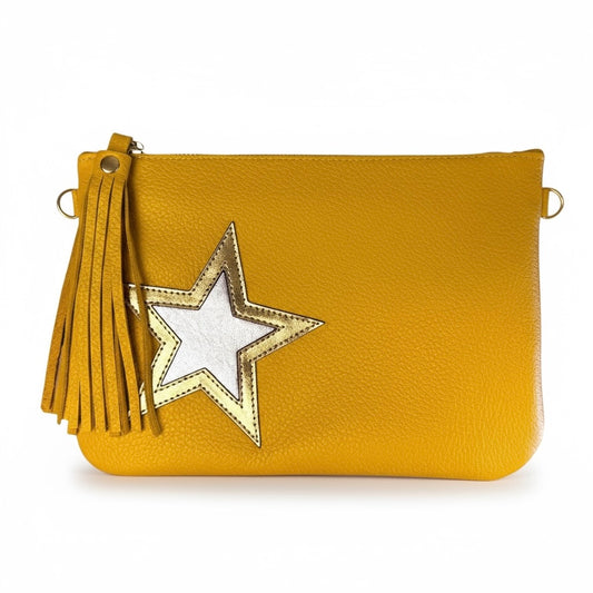 Lemon Yellow Star Medium Clutch