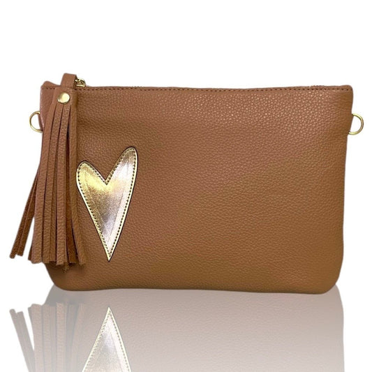 Gold Heart Clutch Medium | Seam Reap - Luxury Handmade Leather Handbags, Purses & Totes