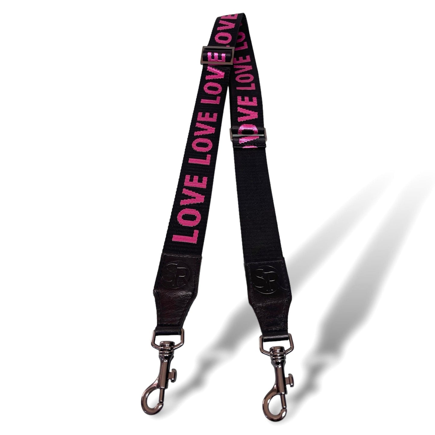 Love Bag Strap Black and Pink | Seam Reap - Luxury Handmade Leather Handbags, Purses & Totes