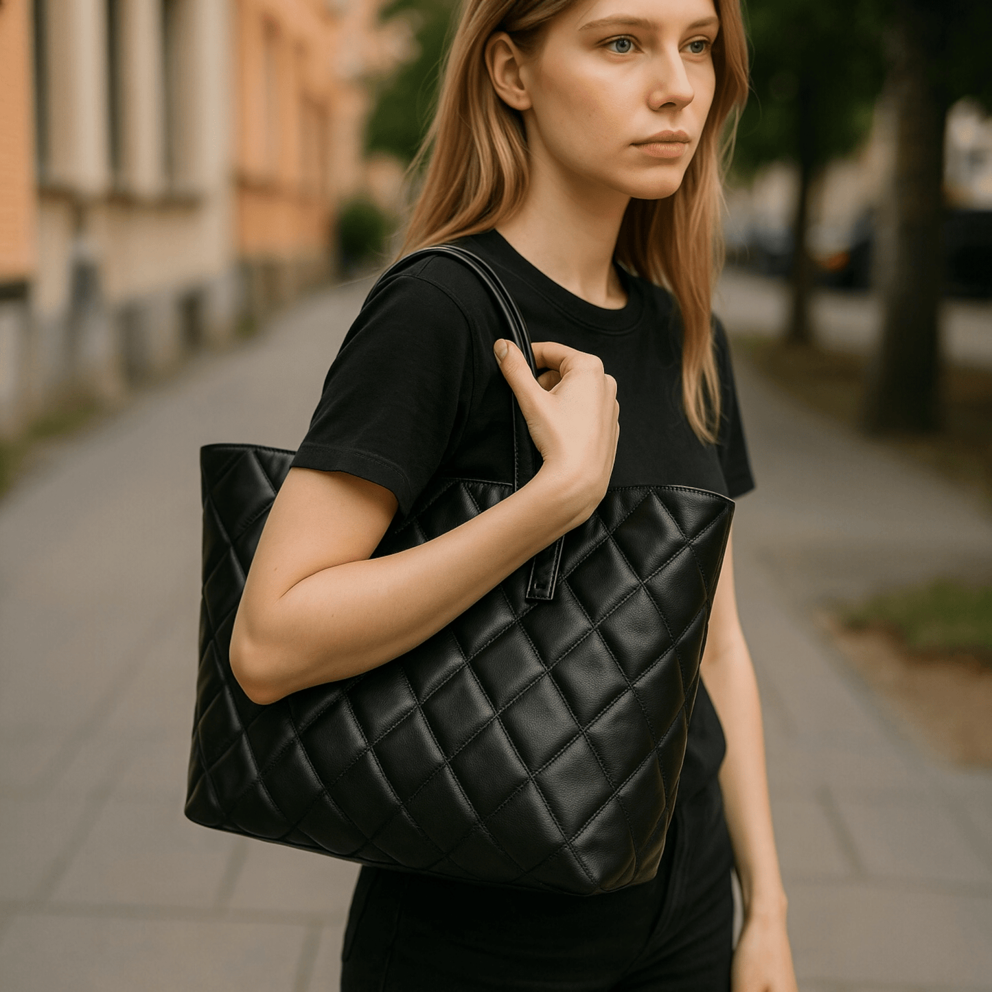 Mazzy Tote - Black Quilted | Seam Reap Bags