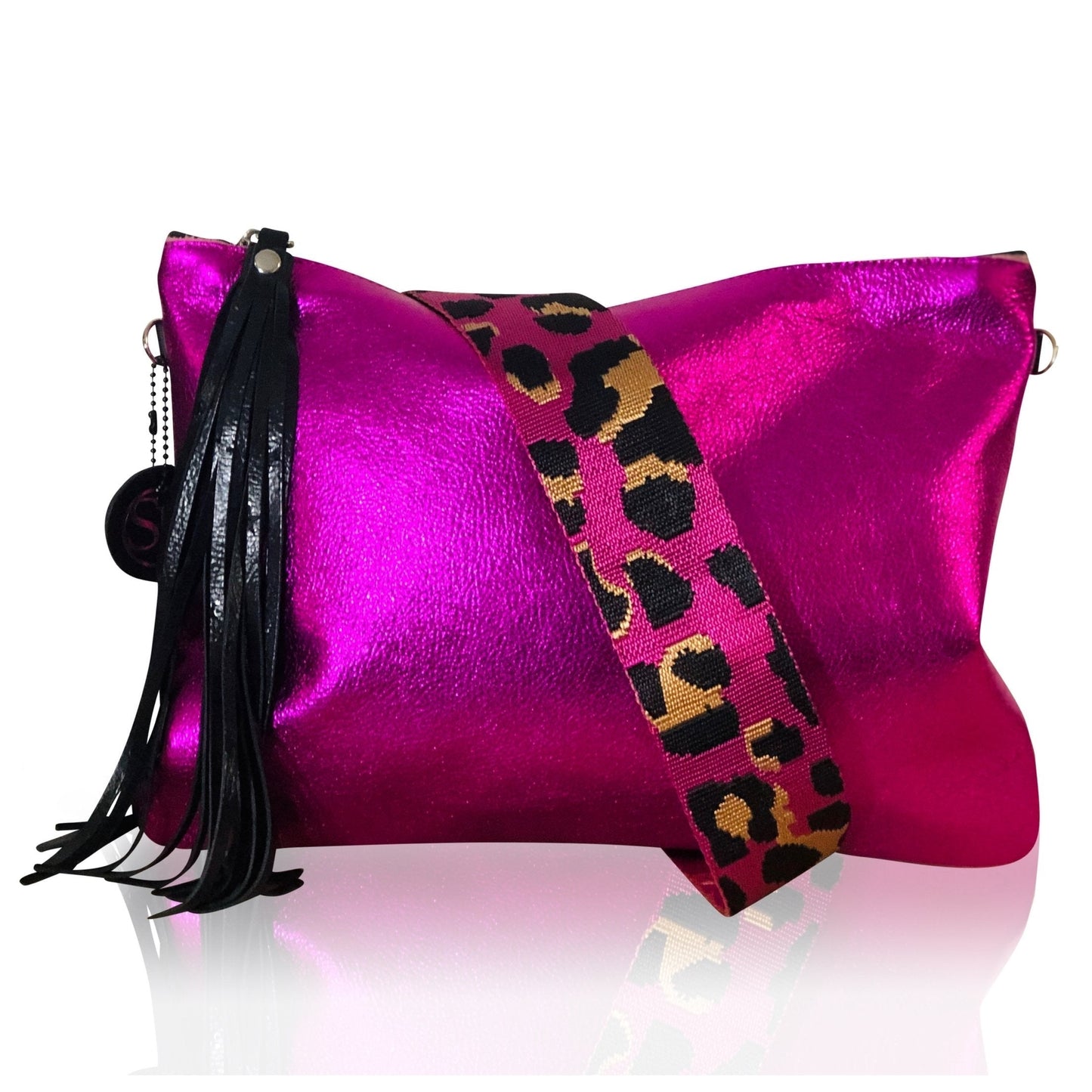 Pink Leopard Bag Strap | Seam Reap - Luxury Handmade Leather Handbags, Purses & Totes