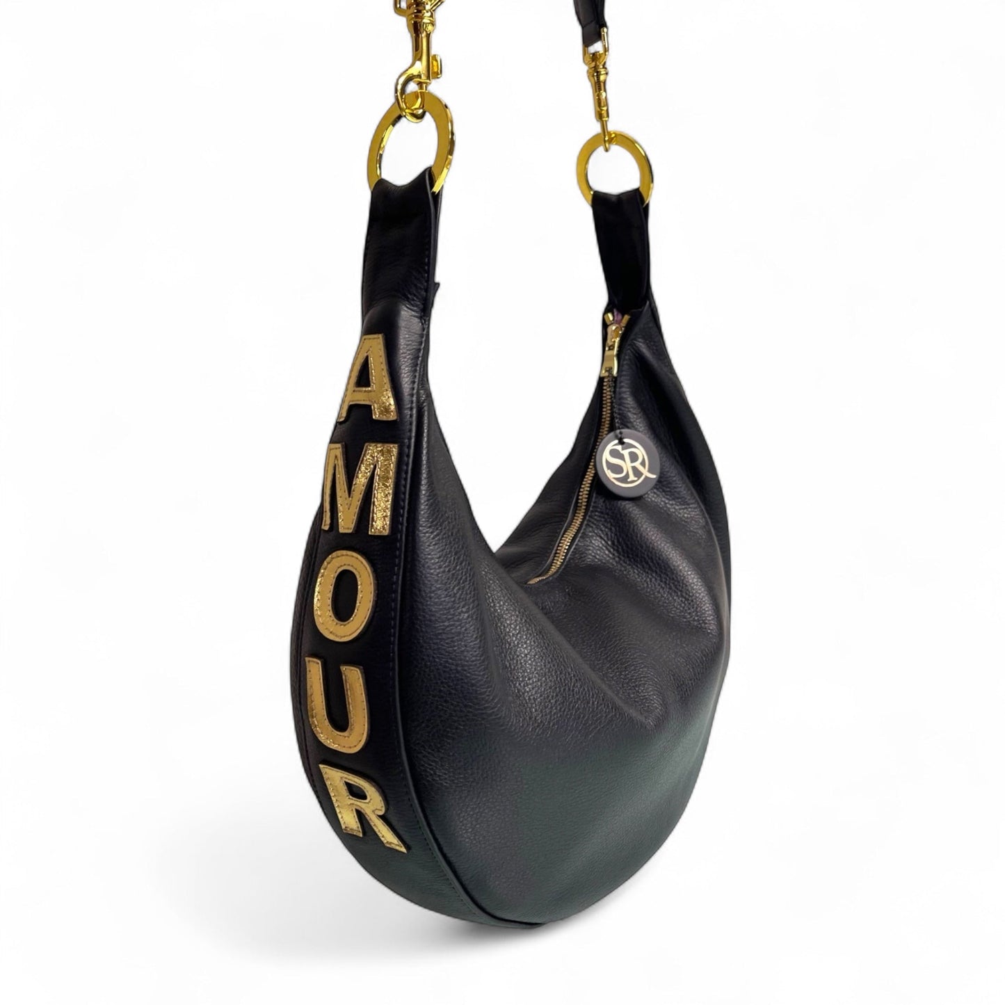 Ramones Crossbody – Black with Gold "Amour" | Seam Reap Bags