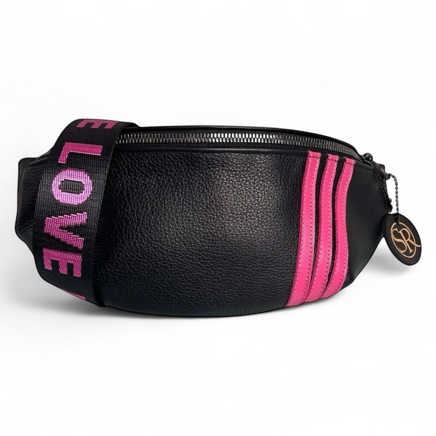 The “Jett” Bumbag Black/Pink Stripe | Seam Reap Bags