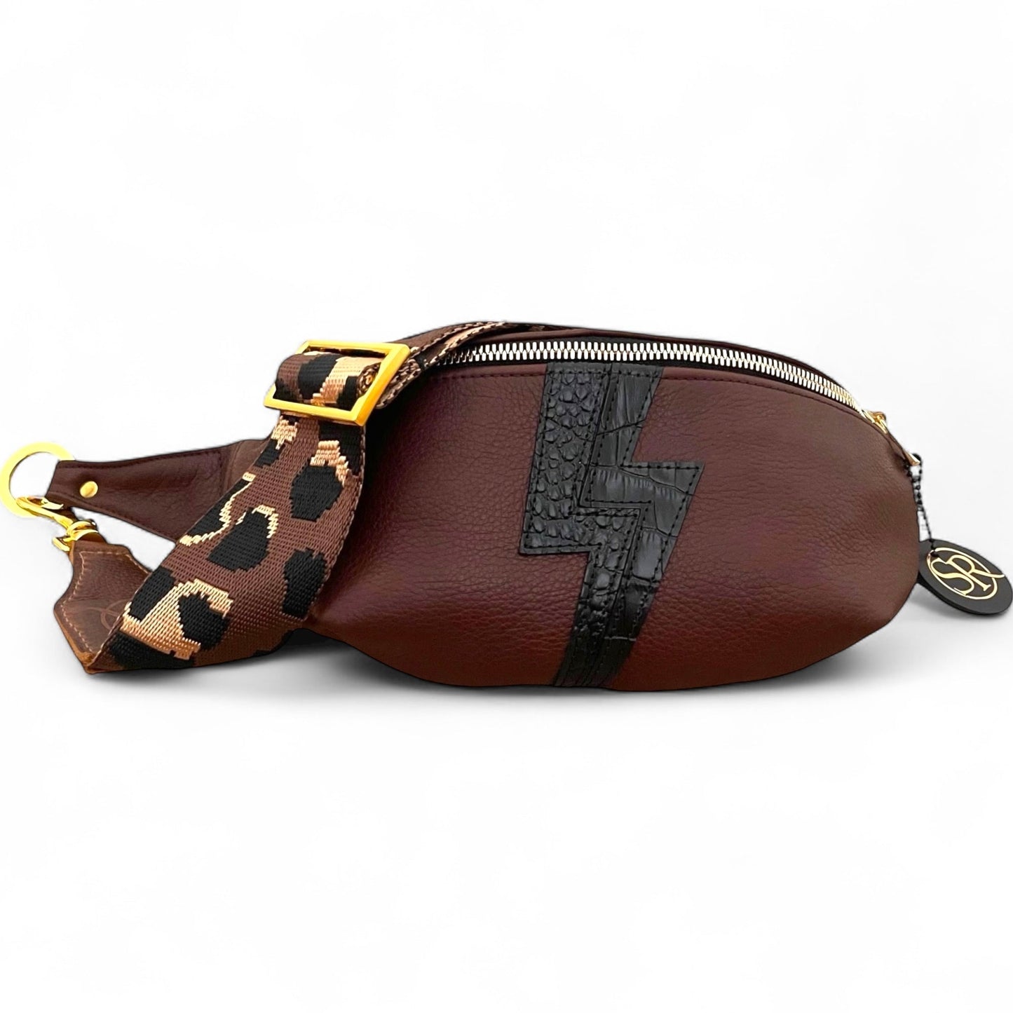The “Jett” Bumbag Chocolate with Black Bolt | Seam Reap Bags