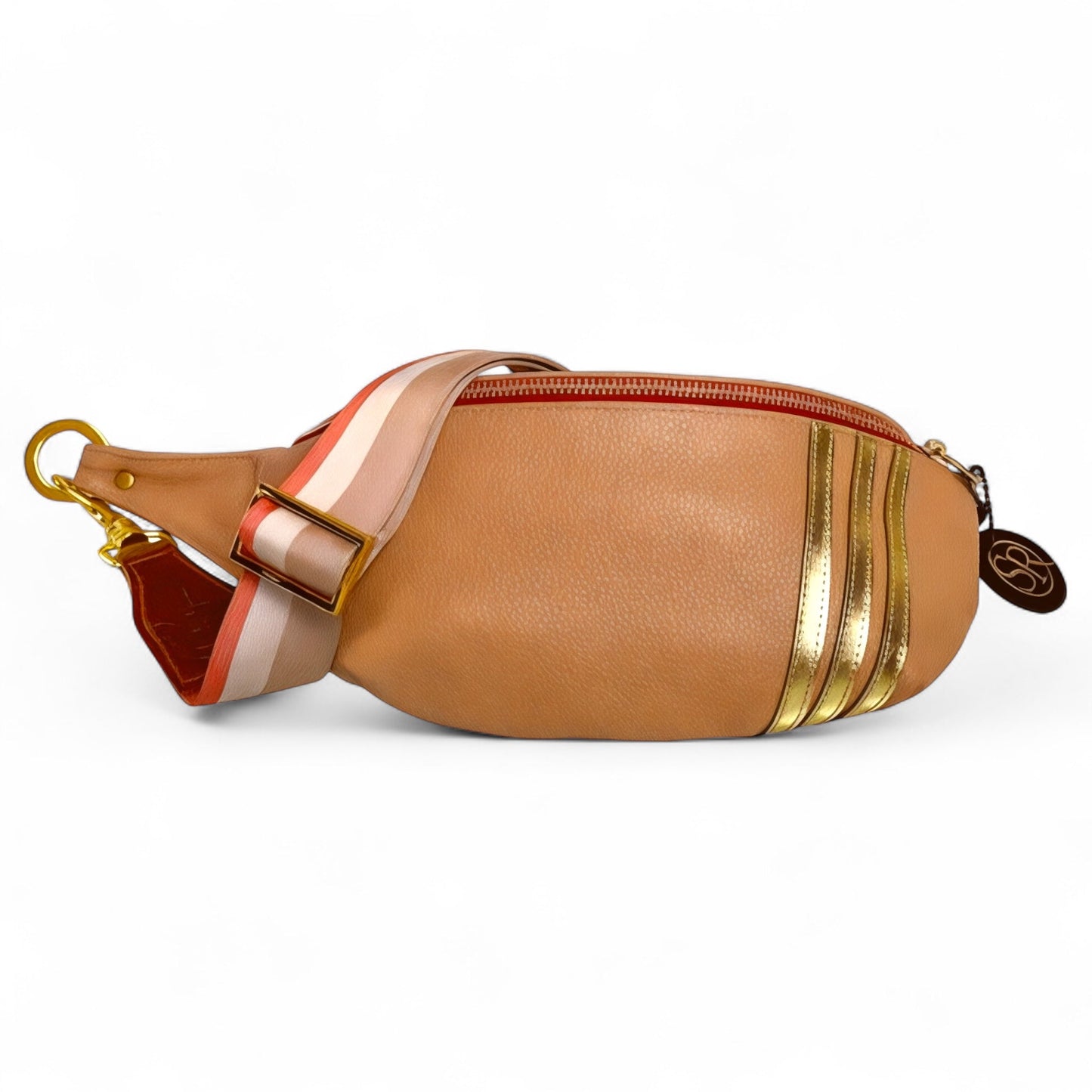 The “Jett” Bumbag Tan/Gold Stripe | Seam Reap Bags