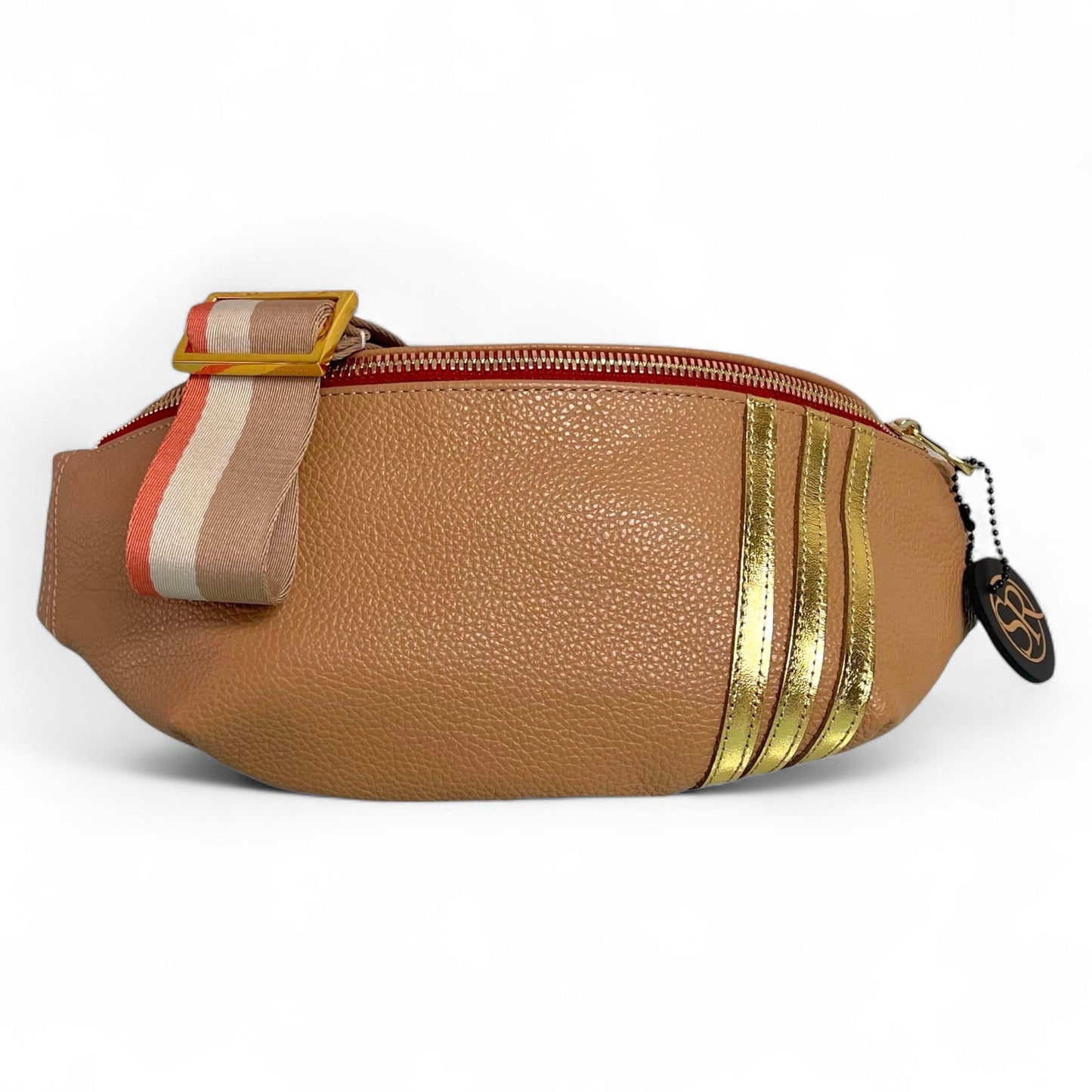 The “Jett” Bumbag Tan/Gold Stripe | Seam Reap Bags