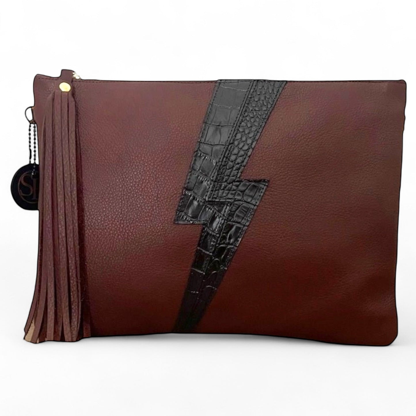 The "Ziggy" Large Clutch Chocolate with Black Bolt | Seam Reap Bags