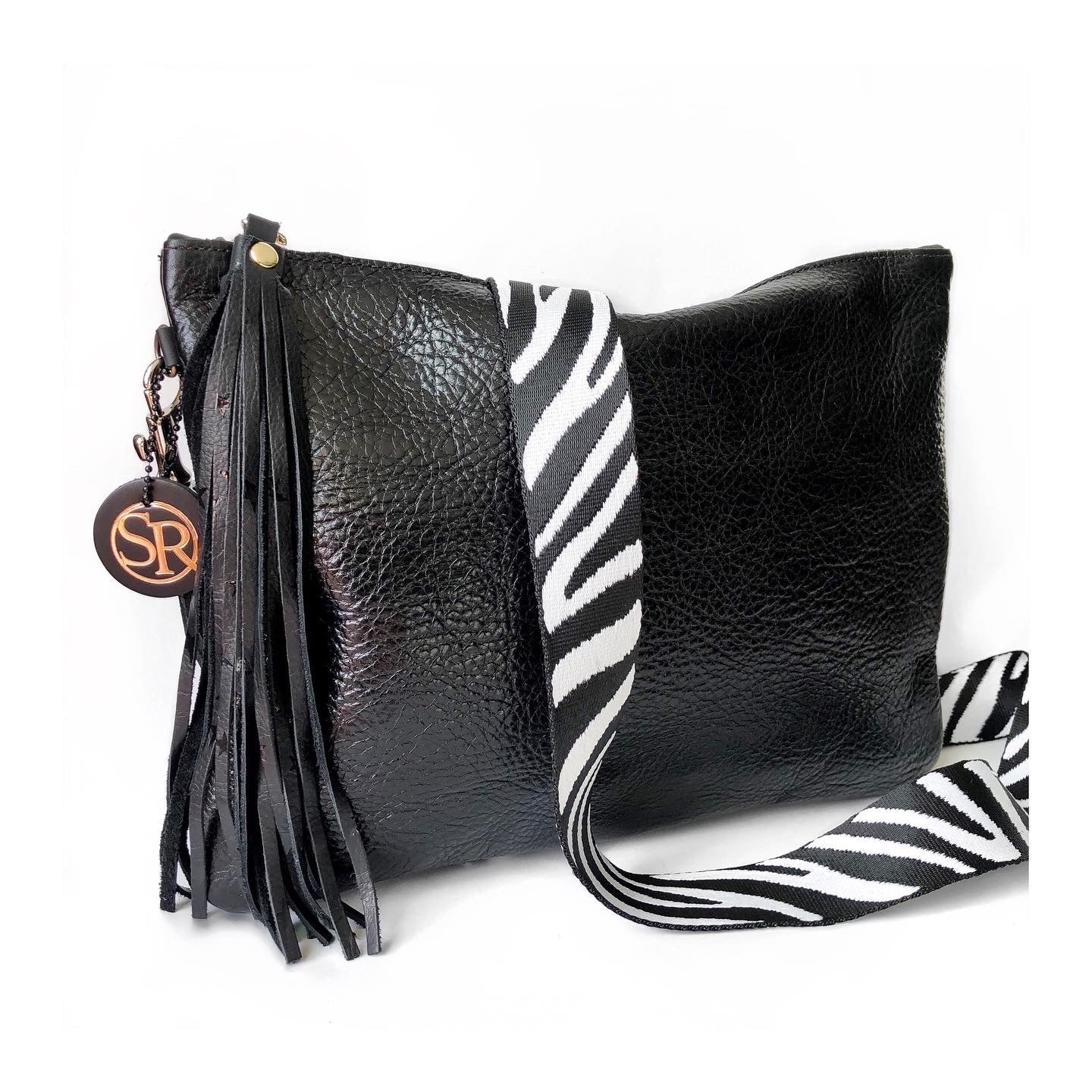 Zebra Bag Strap Black and White | Seam Reap - Luxury Handmade Leather Handbags, Purses & Totes