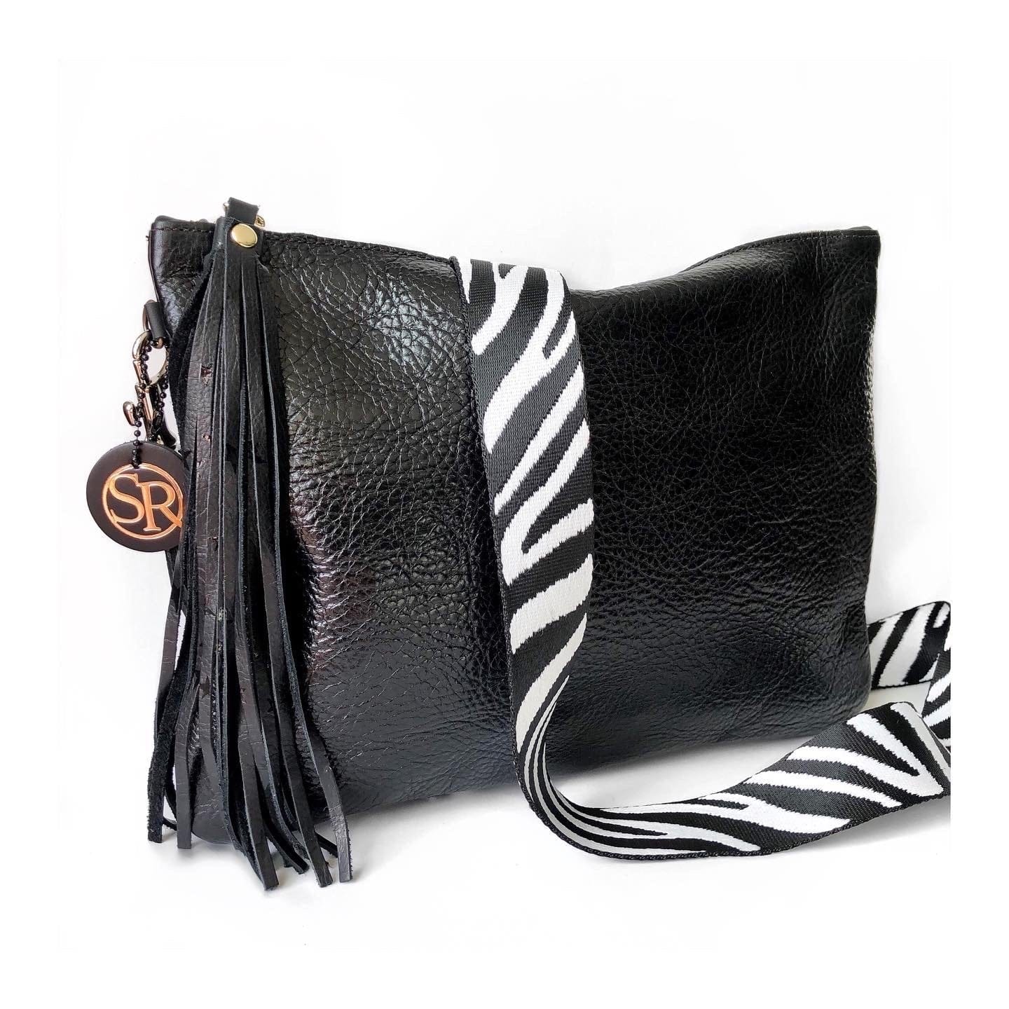 Zebra Bag Strap Black and White | Seam Reap - Luxury Handmade Leather Handbags, Purses & Totes