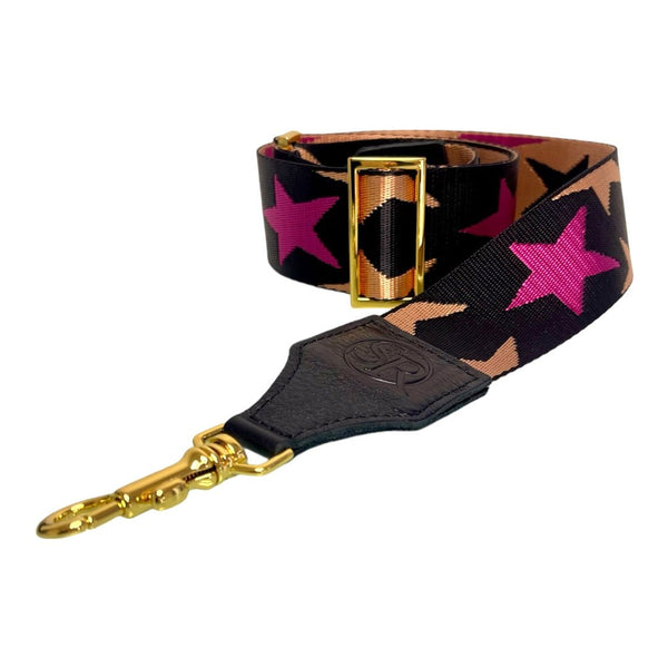 Black & Pink Star Strap | Seam Reap - Luxury Handmade Leather Handbags, Purses & Totes