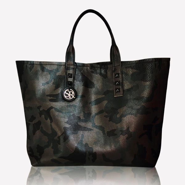 Green Camo “Mazzy” Tote | Seam Reap - Luxury Handmade Leather Handbags, Purses & Totes