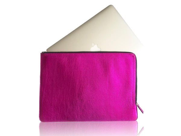 Laptop Sleeve, Metallic Pink | Seam Reap - Luxury Handmade Leather Handbags, Purses & Totes