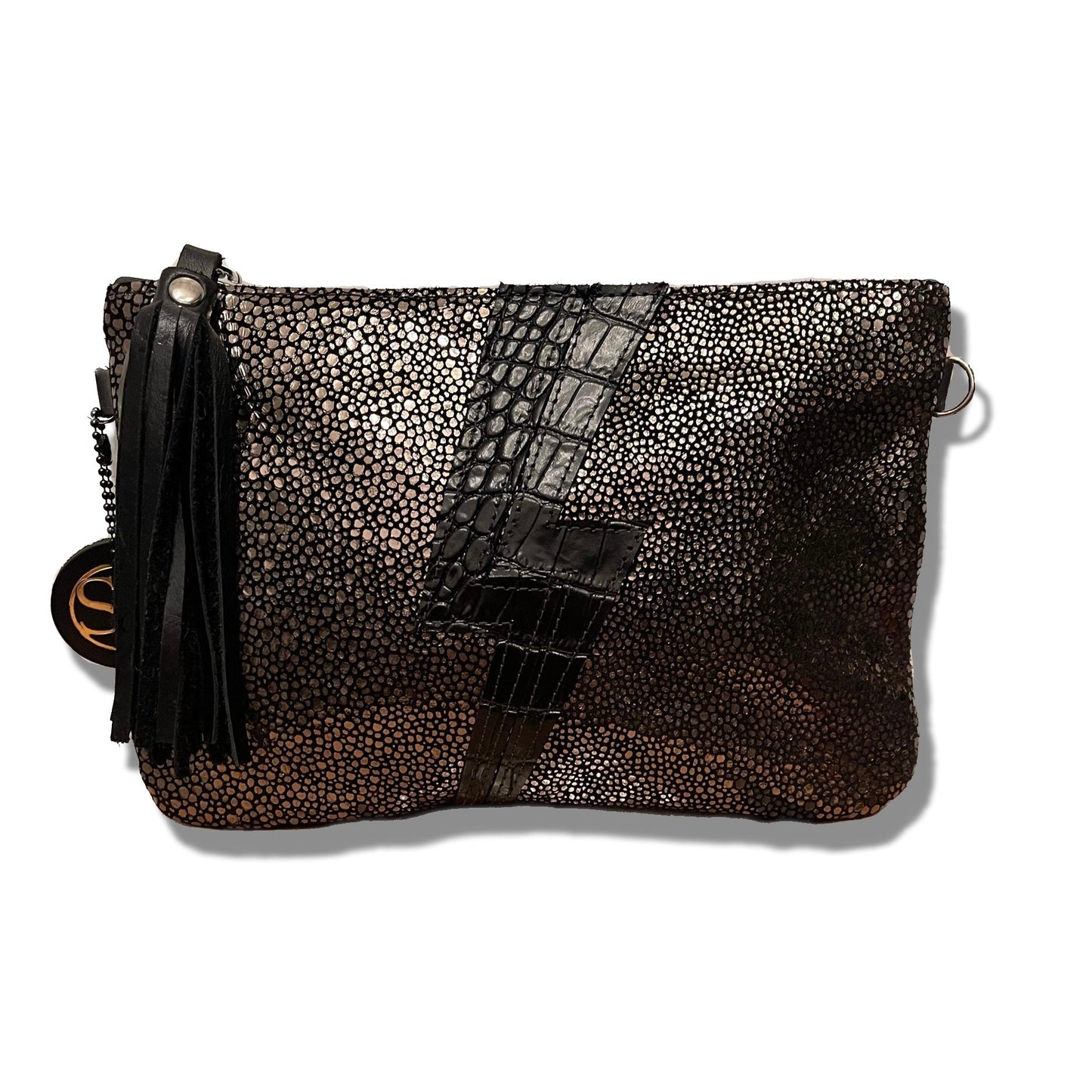 Medium “Ziggy” Black Bolt/Stingray Clutch | Seam Reap - Luxury Handmade Leather Handbags, Purses & Totes