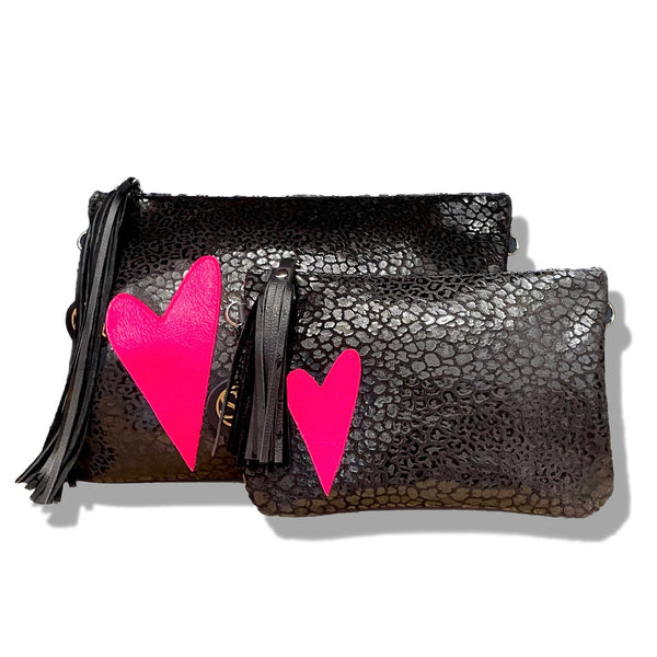 Pink Heart Clutch Large | Seam Reap - Luxury Handmade Leather Handbags, Purses & Totes
