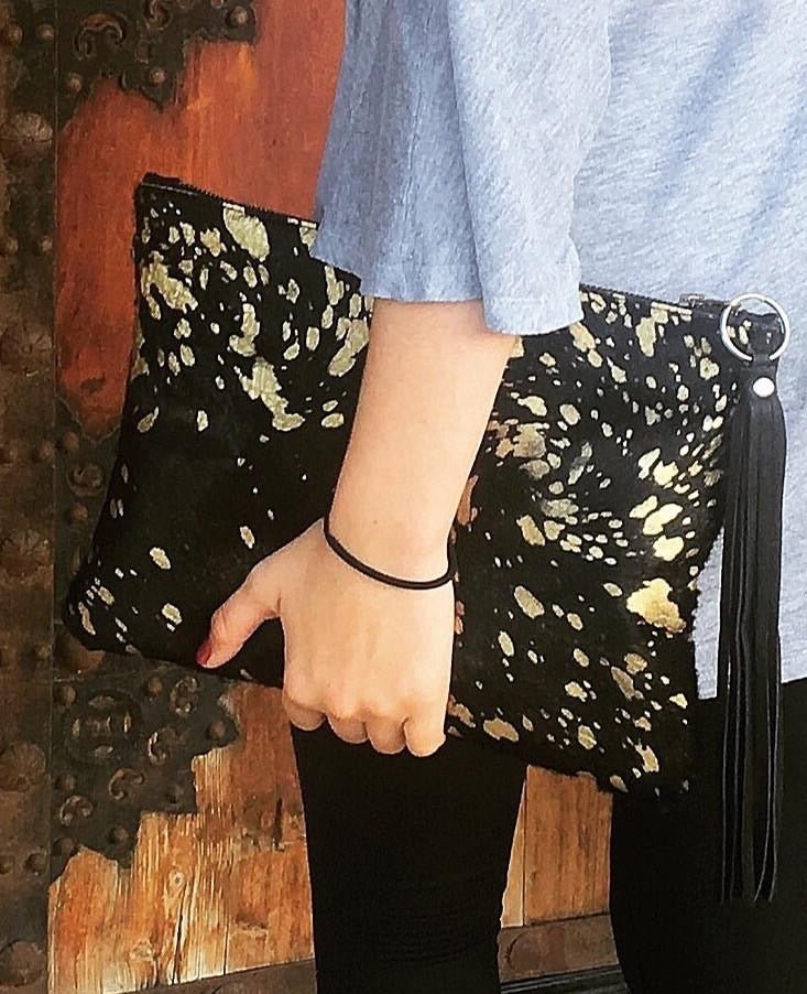 The Black and Gold "Delgado" Clutch | Seam Reap - Luxury Handmade Leather Handbags, Purses & Totes