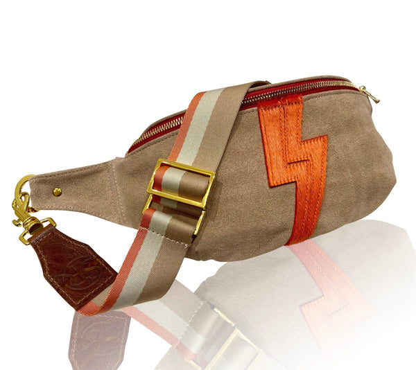 The “Jett” Bumbag Tan & Orange | Seam Reap - Luxury Handmade Leather Handbags, Purses & Totes