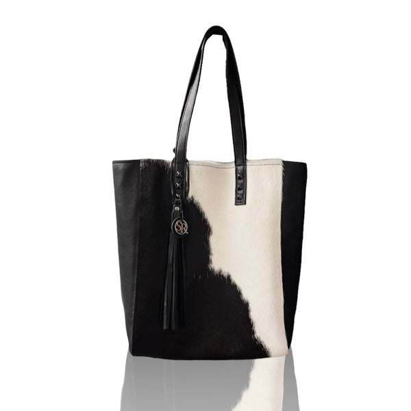 The “Siouxsie” Tote Black & White | Seam Reap - Luxury Handmade Leather Handbags, Purses & Totes