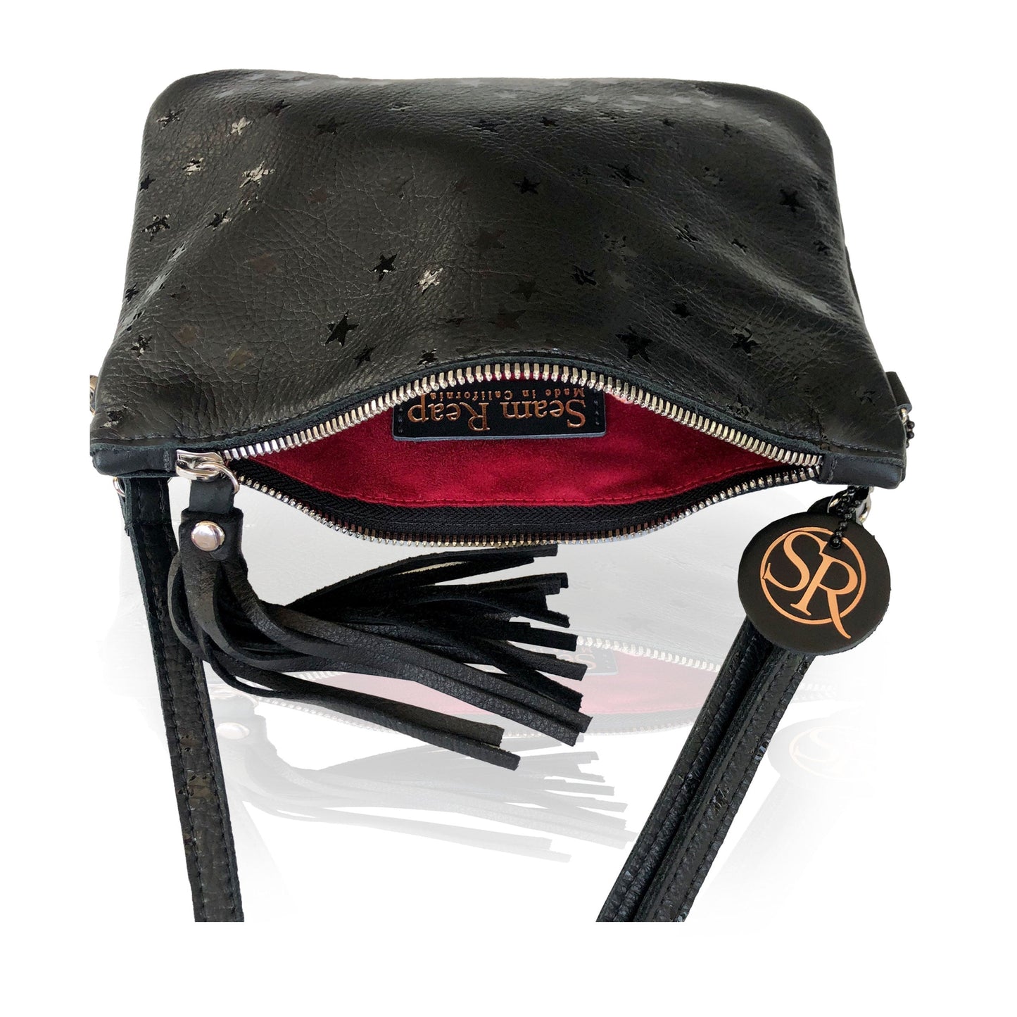 The “Ziggy” Black Star Clutch Medium | Seam Reap - Luxury Handmade Leather Handbags, Purses & Totes