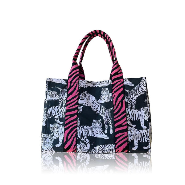 Tiger Shopper Black & White | Seam Reap - Luxury Handmade Leather Handbags, Purses & Totes