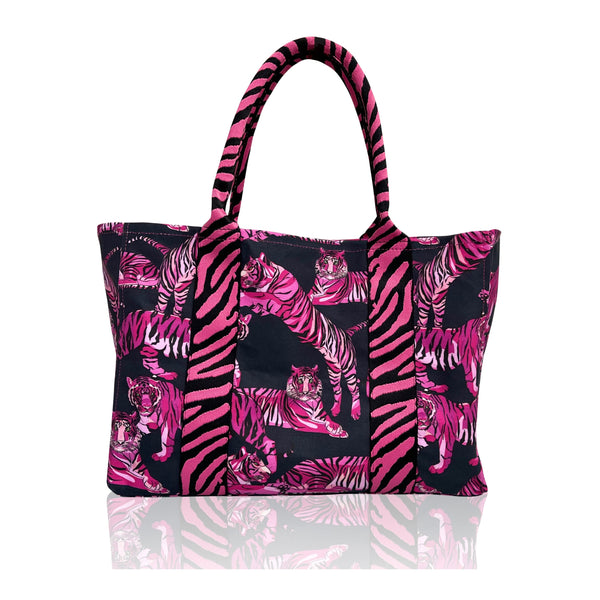 Tiger Shopper Pink & Black | Seam Reap - Luxury Handmade Leather Handbags, Purses & Totes