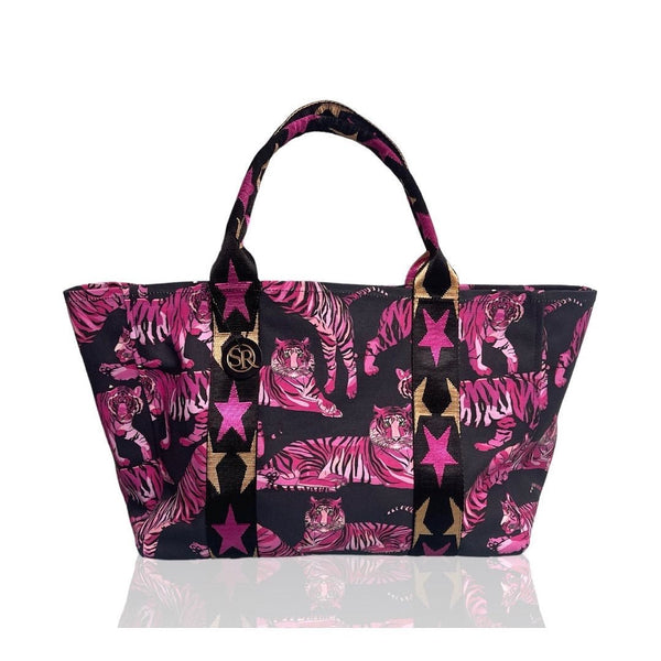 Tiger Shopper Pink & Black | Seam Reap - Luxury Handmade Leather Handbags, Purses & Totes