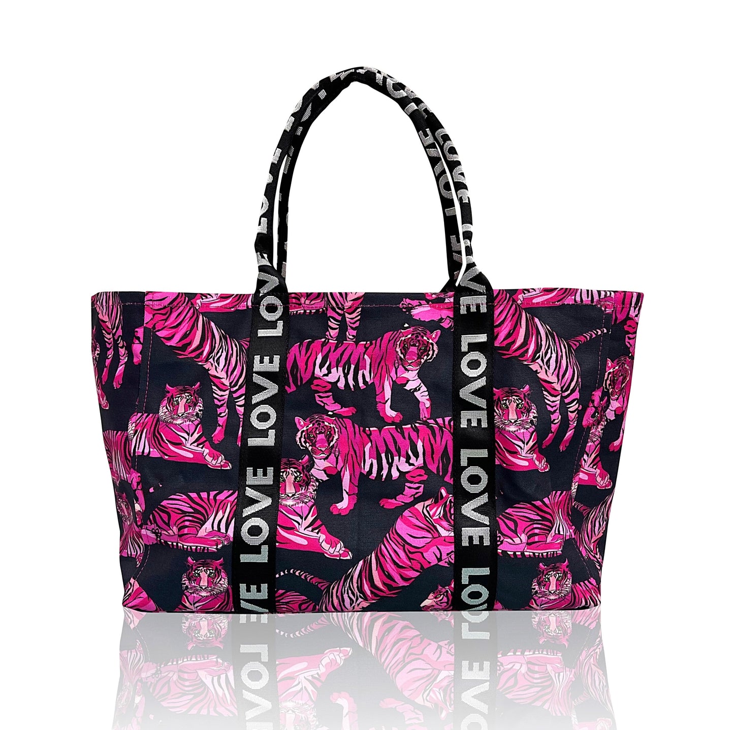 Tiger Shopper Pink & Black | Seam Reap - Luxury Handmade Leather Handbags, Purses & Totes