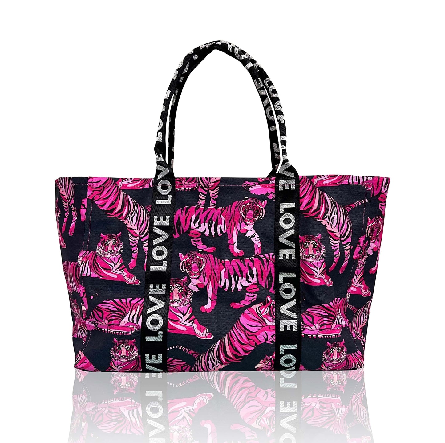 Tiger Shopper Pink & Black | Seam Reap - Luxury Handmade Leather Handbags, Purses & Totes