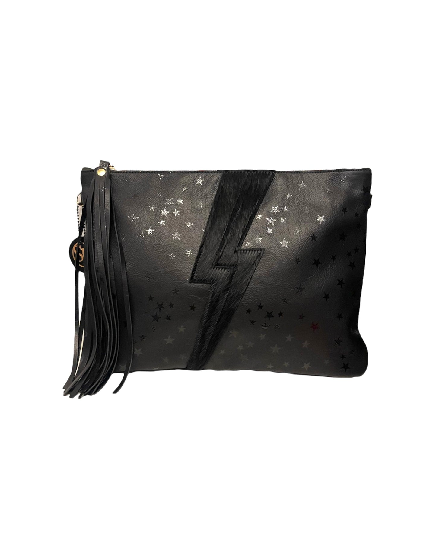 “Ziggy” Large Clutch Black Star Bolt | Seam Reap - Luxury Handmade Leather Handbags, Purses & Totes