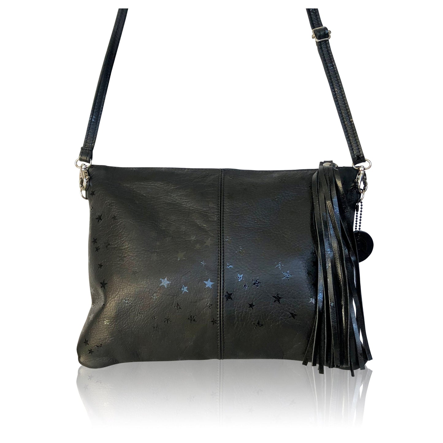 “Ziggy” Large Clutch Black Star Bolt | Seam Reap - Luxury Handmade Leather Handbags, Purses & Totes