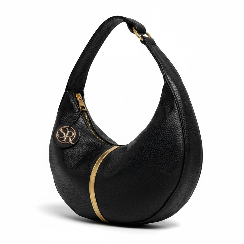 Queen Purse - Black with Gold Stripe