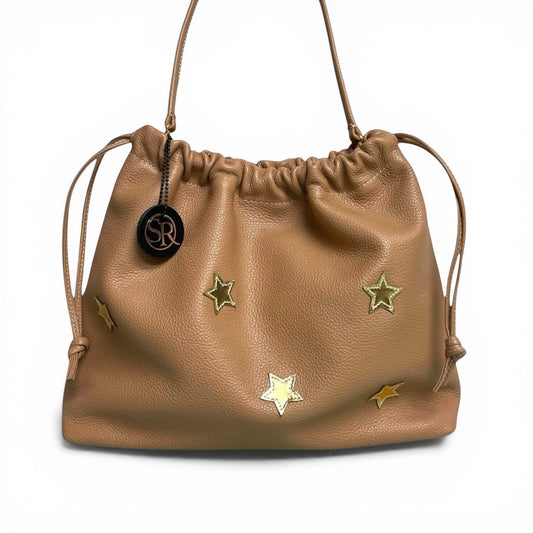 Cocteau Drawstring Bag - Beige with Gold Stars
