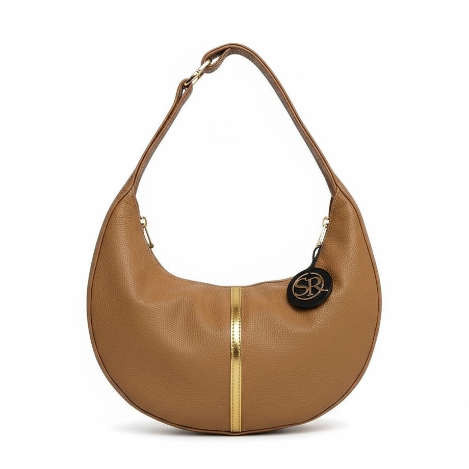 Queen Purse - Tan with Gold Stripe