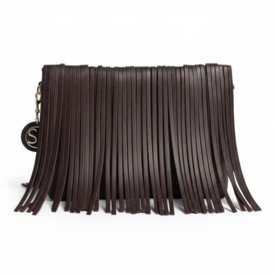 Fringe Large Clutch - Chocolate Brown