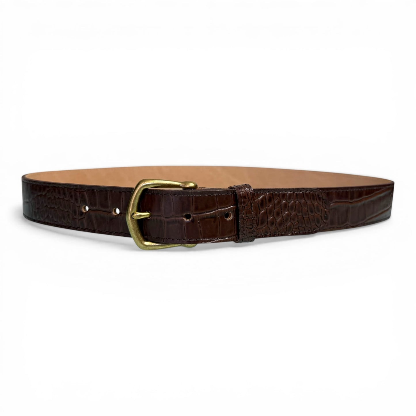 Brown Croc Leather Belt - 1¼" Width