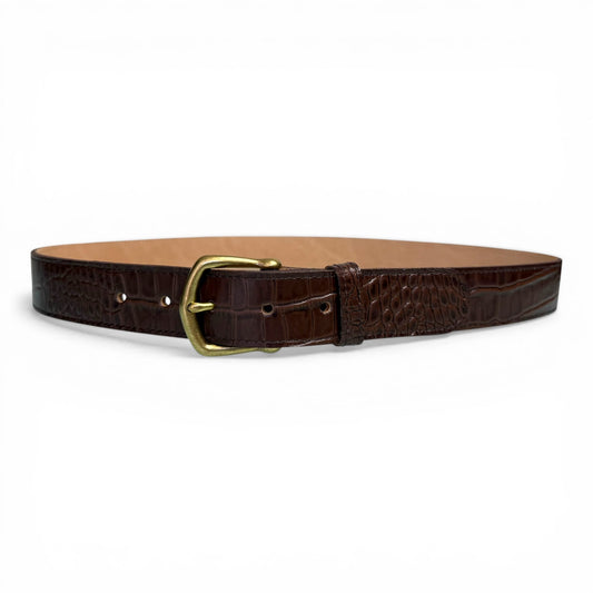 Brown Croc Leather Belt - 1¼" Width