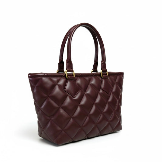 Wonderwall Mini Tote — Burgundy Quilted Leather