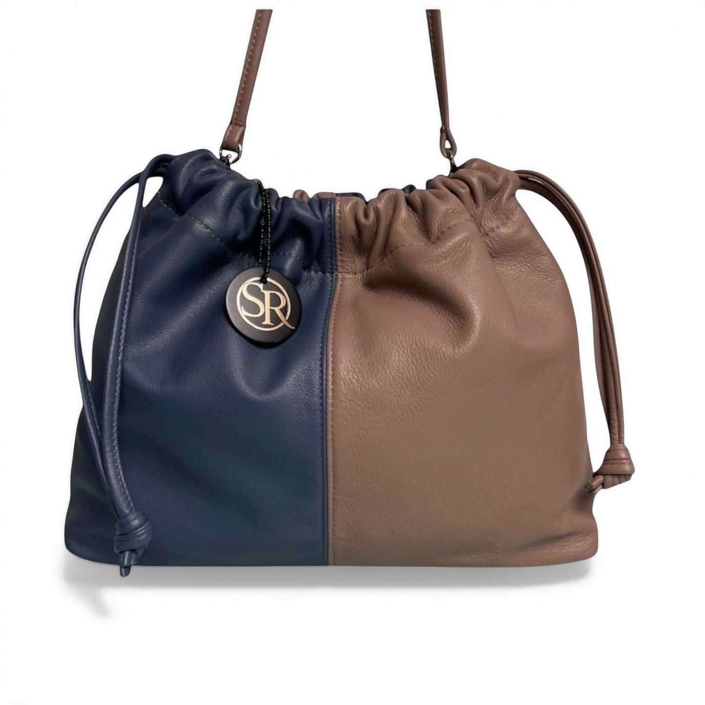 Cocteau Drawstring Bag - Mocha & Blue