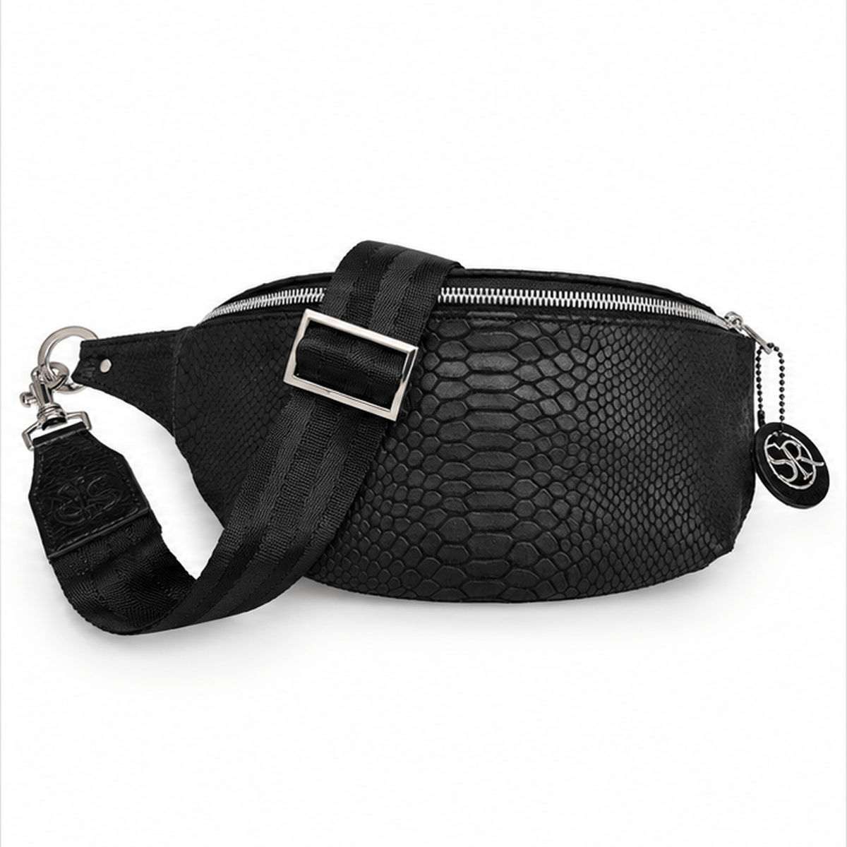 Jett Bumbag - Black Embossed Python