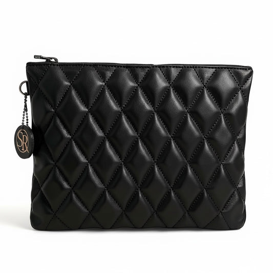 Lennox Clutch - Black Quilted Leather