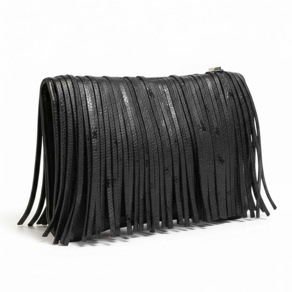 Fringe Medium Clutch - Black Star