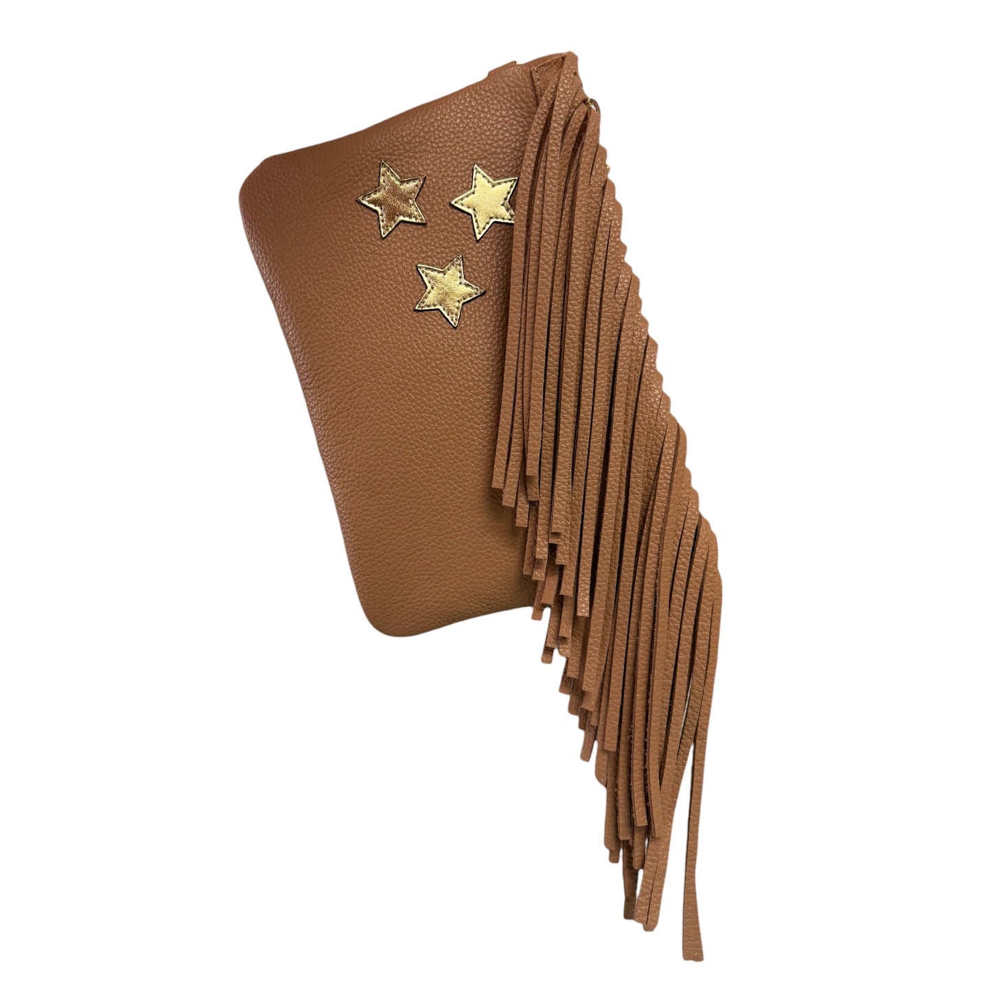 Fringe Medium Clutch - Tan with Star